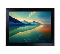 Cushioned Lap Tray with Bean Bag Base for Laptop & Eating - Glowing Lake Art Design | Padded Lap Desk for Sofa, Bed & Work | Portable TV Dinner & Breakfast Tray, Easy Clean Surface