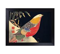 Cushioned Lap Tray with Bean Bag Base for Laptop & Eating - Golden Pheasant In The Snow By Ito Jakuchu Design | Padded Lap Desk for Sofa, Bed & Work | Portable TV Dinner & Breakfast Tray