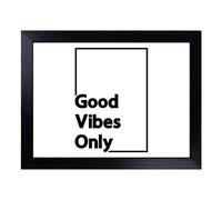 Cushioned Lap Tray with Bean Bag Base for Laptop & Eating - Good Vibes Only Black Border Typography Quote Design | Padded Lap Desk for Sofa, Bed & Work | Portable TV Dinner & Breakfast Tray