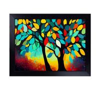 Cushioned Lap Tray with Bean Bag Base for Laptop & Eating - Graceful Abstract Trees Design | Padded Lap Desk for Sofa, Bed & Work | Portable TV Dinner & Breakfast Tray, Easy Clean Surface