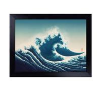 Cushioned Lap Tray with Bean Bag Base for Laptop & Eating - Graceful Japanese Wave Design | Padded Lap Desk for Sofa, Bed & Work | Portable TV Dinner & Breakfast Tray, Easy Clean Surface