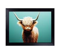 Cushioned Lap Tray with Bean Bag Base for Laptop & Eating - Grand Highland Cow Design | Padded Lap Desk for Sofa, Bed & Work | Portable TV Dinner & Breakfast Tray, Easy Clean Surface