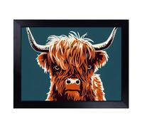 Cushioned Lap Tray with Bean Bag Base for Laptop & Eating - Groovy Highland Cow Design | Padded Lap Desk for Sofa, Bed & Work | Portable TV Dinner & Breakfast Tray, Easy Clean Surface
