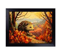 Cushioned Lap Tray with Bean Bag Base for Laptop & Eating - Hedgehog Art Deco Design | Padded Lap Desk for Sofa, Bed & Work | Portable TV Dinner & Breakfast Tray, Easy Clean Surface