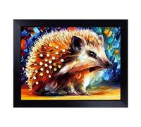 Cushioned Lap Tray with Bean Bag Base for Laptop & Eating - Hedgehog Painting Vol.1 Abstract Design | Padded Lap Desk for Sofa, Bed & Work | Portable TV Dinner & Breakfast Tray, Easy Clean