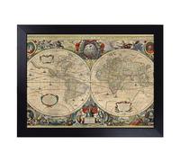 Cushioned Lap Tray with Bean Bag Base for Laptop & Eating - Henricus Hondius Ii Vintage World Map 2 Design | Padded Lap Desk for Sofa, Bed & Work | Portable TV Dinner & Breakfast Tray