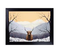 Cushioned Lap Tray with Bean Bag Base for Laptop & Eating - Highland Cow Minimalism No.3 Design | Padded Lap Desk for Sofa, Bed & Work | Portable TV Dinner & Breakfast Tray, Easy Clean Surface