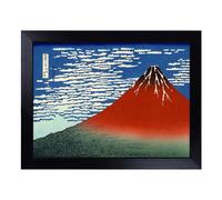 Cushioned Lap Tray with Bean Bag Base for Laptop & Eating - Hokusai Japanese Oriental Red Mount Fuji Design | Padded Lap Desk for Sofa, Bed & Work | Portable TV Dinner & Breakfast Tray