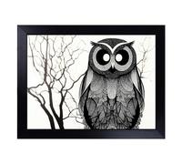 Cushioned Lap Tray with Bean Bag Base for Laptop & Eating - Hopeful Owl Design | Padded Lap Desk for Sofa, Bed & Work | Portable TV Dinner & Breakfast Tray, Easy Clean Surface
