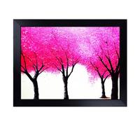 Cushioned Lap Tray with Bean Bag Base for Laptop & Eating - Illuminating Cherry Blossom Trees Abstract Design | Padded Lap Desk for Sofa, Bed & Work | Portable TV Dinner & Breakfast Tray