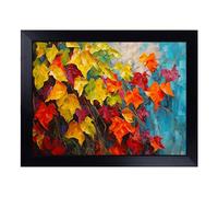 Cushioned Lap Tray with Bean Bag Base for Laptop & Eating - Ivy Leaf Palette Knife Design | Padded Lap Desk for Sofa, Bed & Work | Portable TV Dinner & Breakfast Tray, Easy Clean Surface