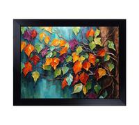 Cushioned Lap Tray with Bean Bag Base for Laptop & Eating - Ivy Leaf Palette Knife No.2 Design | Padded Lap Desk for Sofa, Bed & Work | Portable TV Dinner & Breakfast Tray, Easy Clean Surface