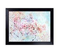 Cushioned Lap Tray with Bean Bag Base for Laptop & Eating - Japanese Cherry Tree In Pink Design | Padded Lap Desk for Sofa, Bed & Work | Portable TV Dinner & Breakfast Tray, Easy Clean Surface