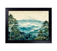 Cushioned Lap Tray with Bean Bag Base for Laptop & Eating - Japanese Mountains Design | Padded Lap Desk for Sofa, Bed & Work | Portable TV Dinner & Breakfast Tray, Easy Clean Surface