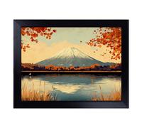 Cushioned Lap Tray with Bean Bag Base for Laptop & Eating - Japanese Mountains Graphic Design | Padded Lap Desk for Sofa, Bed & Work | Portable TV Dinner & Breakfast Tray, Easy Clean Surface