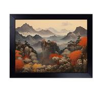 Cushioned Lap Tray with Bean Bag Base for Laptop & Eating - Japanese Mountains Landscape No.2 Design | Padded Lap Desk for Sofa, Bed & Work | Portable TV Dinner & Breakfast Tray, Easy Clean