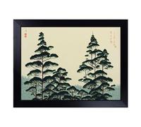 Cushioned Lap Tray with Bean Bag Base for Laptop & Eating - Japanese Pine Tree Forest Design | Padded Lap Desk for Sofa, Bed & Work | Portable TV Dinner & Breakfast Tray, Easy Clean Surface