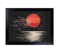 Cushioned Lap Tray with Bean Bag Base for Laptop & Eating - Japanese Sunset Design | Padded Lap Desk for Sofa, Bed & Work | Portable TV Dinner & Breakfast Tray, Easy Clean Surface