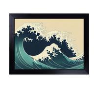 Cushioned Lap Tray with Bean Bag Base for Laptop & Eating - Japanese Wave Art Vol.2 Design | Padded Lap Desk for Sofa, Bed & Work | Portable TV Dinner & Breakfast Tray, Easy Clean Surface