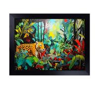 Cushioned Lap Tray with Bean Bag Base for Laptop & Eating - Jungle Tiger Pop Art Design | Padded Lap Desk for Sofa, Bed & Work | Portable TV Dinner & Breakfast Tray, Easy Clean Surface