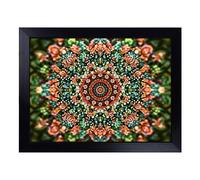 Cushioned Lap Tray with Bean Bag Base for Laptop & Eating - Kaleidoscope Effect Vol.4 Design | Padded Lap Desk for Sofa, Bed & Work | Portable TV Dinner & Breakfast Tray, Easy Clean Surface