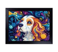 Cushioned Lap Tray with Bean Bag Base for Laptop & Eating - King Charles Spaniel Dog Vol.1 Design | Padded Lap Desk for Sofa, Bed & Work | Portable TV Dinner & Breakfast Tray, Easy Clean
