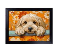 Cushioned Lap Tray with Bean Bag Base for Laptop & Eating - Labradoodle Graphic Dog Design | Padded Lap Desk for Sofa, Bed & Work | Portable TV Dinner & Breakfast Tray, Easy Clean Surface