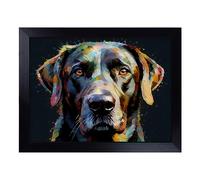 Cushioned Lap Tray with Bean Bag Base for Laptop & Eating - Labrador Retriever Glitch Art Design | Padded Lap Desk for Sofa, Bed & Work | Portable TV Dinner & Breakfast Tray, Easy Clean Surface