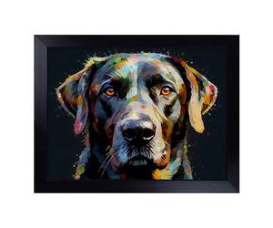 Cushioned Lap Tray with Bean Bag Base for Laptop & Eating - Labrador Retriever Glitch Art Design | Padded Lap Desk for Sofa, Bed & Work | Portable TV Dinner & Breakfast Tray, Easy Clean Surface