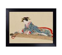 Cushioned Lap Tray with Bean Bag Base for Laptop & Eating - Lady Playing The Koto Japanese Oriental Art Design | Padded Lap Desk for Sofa, Bed & Work | Portable TV Dinner & Breakfast Tray