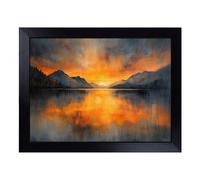 Cushioned Lap Tray with Bean Bag Base for Laptop & Eating - Lake Artwork Design | Padded Lap Desk for Sofa, Bed & Work | Portable TV Dinner & Breakfast Tray, Easy Clean Surface