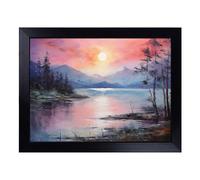 Cushioned Lap Tray with Bean Bag Base for Laptop & Eating - Lake Impressionism No.3 Design | Padded Lap Desk for Sofa, Bed & Work | Portable TV Dinner & Breakfast Tray, Easy Clean Surface