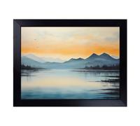 Cushioned Lap Tray with Bean Bag Base for Laptop & Eating - Lake Minimalism Design | Padded Lap Desk for Sofa, Bed & Work | Portable TV Dinner & Breakfast Tray, Easy Clean Surface