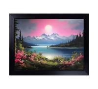 Cushioned Lap Tray with Bean Bag Base for Laptop & Eating - Lake Photograph 8K No.2 Design | Padded Lap Desk for Sofa, Bed & Work | Portable TV Dinner & Breakfast Tray, Easy Clean Surface