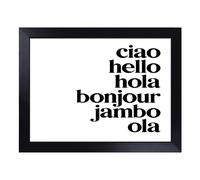Cushioned Lap Tray with Bean Bag Base for Laptop & Eating - Language Of Hello Typography Quote Design | Padded Lap Desk for Sofa, Bed & Work | Portable TV Dinner & Breakfast Tray, Easy Clean