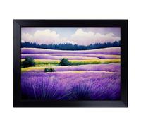 Cushioned Lap Tray with Bean Bag Base for Laptop & Eating - Lavender Field Watercolour Vol.6 Design | Padded Lap Desk for Sofa, Bed & Work | Portable TV Dinner & Breakfast Tray, Easy Clean