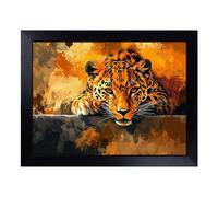 Cushioned Lap Tray with Bean Bag Base for Laptop & Eating - Leopard Composition Design | Padded Lap Desk for Sofa, Bed & Work | Portable TV Dinner & Breakfast Tray, Easy Clean Surface