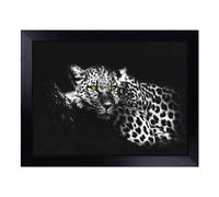 Cushioned Lap Tray with Bean Bag Base for Laptop & Eating - Leopard With Green Eyes High Design | Padded Lap Desk for Sofa, Bed & Work | Portable TV Dinner & Breakfast Tray, Easy Clean Surface