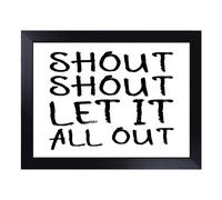 Cushioned Lap Tray with Bean Bag Base for Laptop & Eating - Let It All Out Typography Quote Design | Padded Lap Desk for Sofa, Bed & Work | Portable TV Dinner & Breakfast Tray, Easy Clean