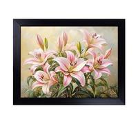 Cushioned Lap Tray with Bean Bag Base for Laptop & Eating - Lily Flower Portrait Design | Padded Lap Desk for Sofa, Bed & Work | Portable TV Dinner & Breakfast Tray, Easy Clean Surface