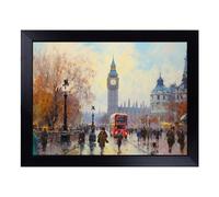 Cushioned Lap Tray with Bean Bag Base for Laptop & Eating - London Impressionism Design | Padded Lap Desk for Sofa, Bed & Work | Portable TV Dinner & Breakfast Tray, Easy Clean Surface