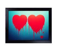 Cushioned Lap Tray with Bean Bag Base for Laptop & Eating - Love Heart Graffiti Art Abstract Design | Padded Lap Desk for Sofa, Bed & Work | Portable TV Dinner & Breakfast Tray, Easy Clean