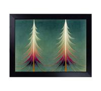 Cushioned Lap Tray with Bean Bag Base for Laptop & Eating - Magnificent Abstract Pine Trees Design | Padded Lap Desk for Sofa, Bed & Work | Portable TV Dinner & Breakfast Tray, Easy Clean