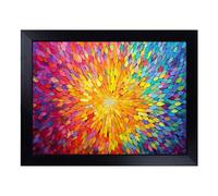 Cushioned Lap Tray with Bean Bag Base for Laptop & Eating - Mandala Flower Colour Field Design | Padded Lap Desk for Sofa, Bed & Work | Portable TV Dinner & Breakfast Tray, Easy Clean Surface