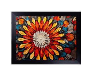 Cushioned Lap Tray with Bean Bag Base for Laptop & Eating - Mandala Flower Op Art Design | Padded Lap Desk for Sofa, Bed & Work | Portable TV Dinner & Breakfast Tray, Easy Clean Surface