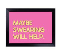 Cushioned Lap Tray with Bean Bag Base for Laptop & Eating - Maybe Swearing Will Help Typography Quote Design | Padded Lap Desk for Sofa, Bed & Work | Portable TV Dinner & Breakfast Tray