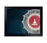 Cushioned Lap Tray with Bean Bag Base for Laptop & Eating - Meditation Vol.1 Design | Padded Lap Desk for Sofa, Bed & Work | Portable TV Dinner & Breakfast Tray, Easy Clean Surface