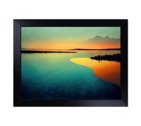 Cushioned Lap Tray with Bean Bag Base for Laptop & Eating - Modern Lake Mountains Vol.1 Design | Padded Lap Desk for Sofa, Bed & Work | Portable TV Dinner & Breakfast Tray, Easy Clean Surface