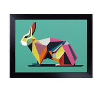 Cushioned Lap Tray with Bean Bag Base for Laptop & Eating - Modern Rabbit Art Vol.1 Abstract Design | Padded Lap Desk for Sofa, Bed & Work | Portable TV Dinner & Breakfast Tray, Easy Clean