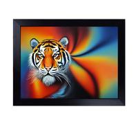 Cushioned Lap Tray with Bean Bag Base for Laptop & Eating - Modern Tiger Design | Padded Lap Desk for Sofa, Bed & Work | Portable TV Dinner & Breakfast Tray, Easy Clean Surface